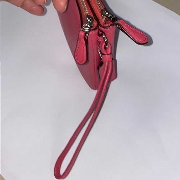 Coach Pink Pebbled Leather Double Wallet Wristlet - Picture 4 of 15